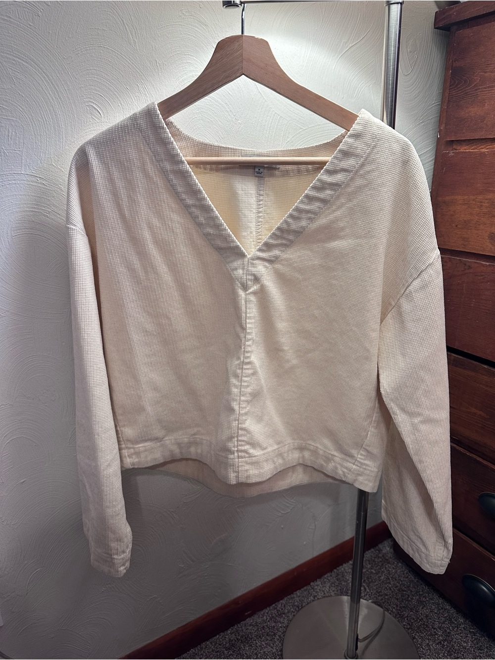Madewell Cream V-Neck Structured Top